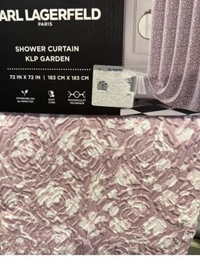 KARL LAGERFELD PARIS
EMBOSSED SHOWER CURTAIN KP GARDEN 72'X72" DUSTY
ROSE WHITE